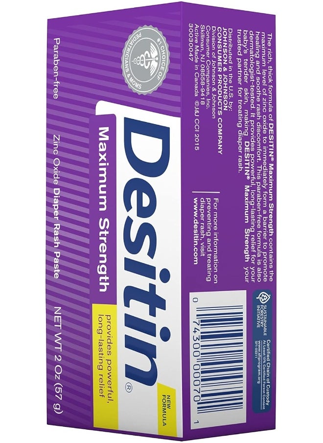 Desitin Maximum Strength Baby Diaper Rash Cream with 40% Zinc Oxide, Travel Size, 2 oz