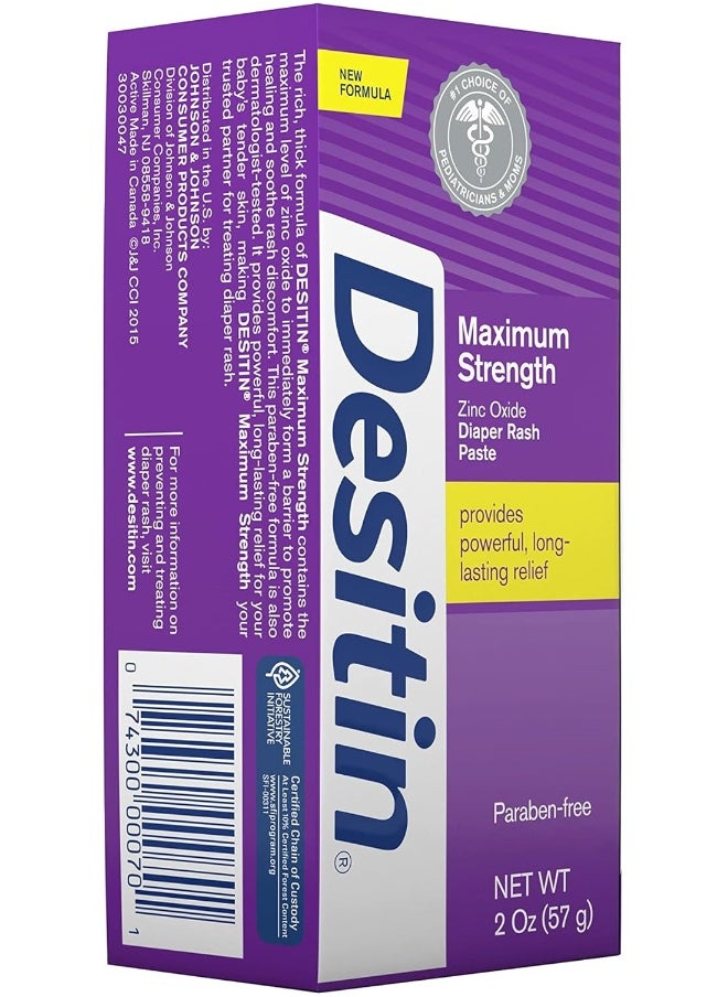 Desitin Maximum Strength Baby Diaper Rash Cream with 40% Zinc Oxide, Travel Size, 2 oz