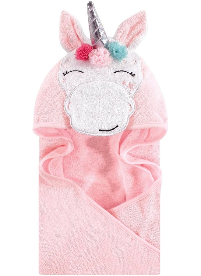 Hudson Baby Unisex Baby Cotton Animal Face Hooded Towel, Whimsical Unicorn, One Size