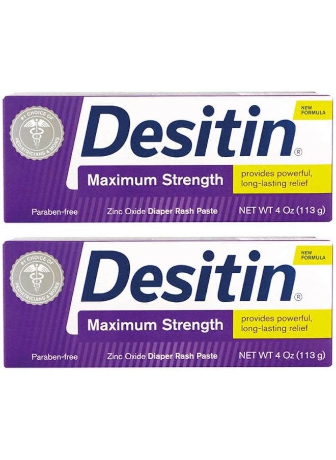 DESITIN Maximum Strength Diaper Rash Paste 4 oz (Pack of 2)