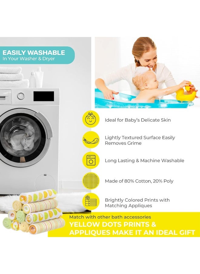 Spasilk Washcloth Wipes Set for Newborn Boys and Girls, Soft Terry Washcloth Set, Pack of 10, Yellow Dots