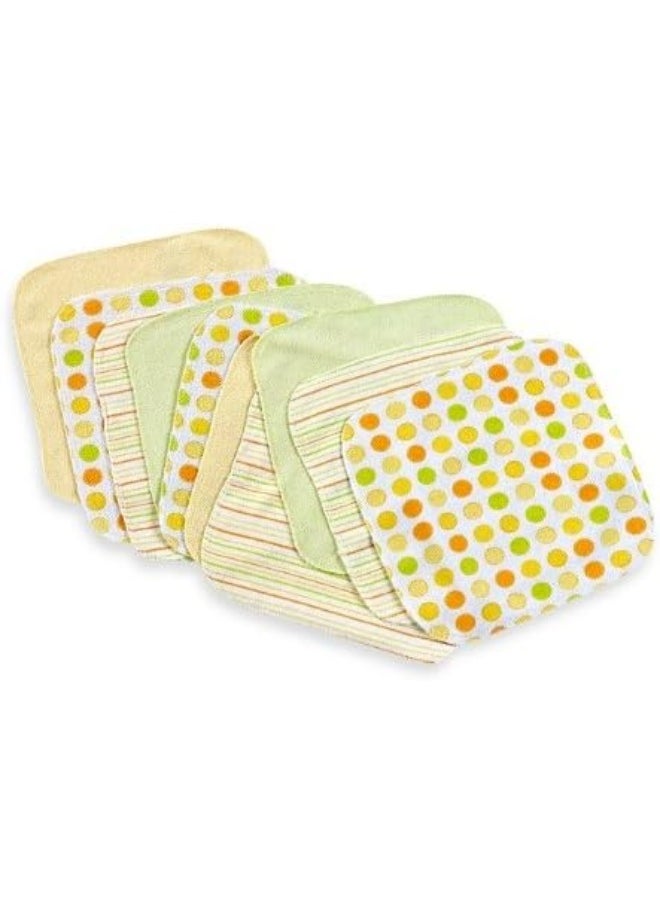 Spasilk Washcloth Wipes Set for Newborn Boys and Girls, Soft Terry Washcloth Set, Pack of 10, Yellow Dots