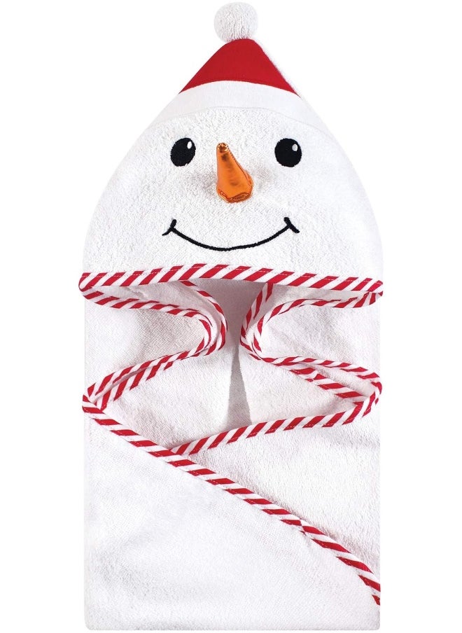 Hudson Baby Unisex Baby Cotton Animal Face Hooded Towel, Snowman, One Size
