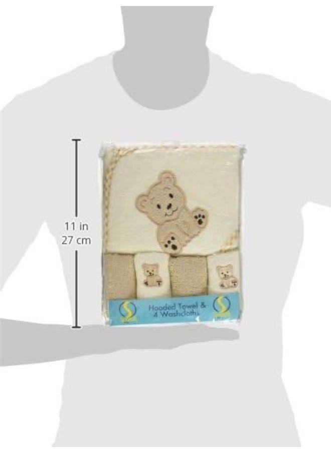 Spasilk Bath Hooded Towels & Washcloths Set for Babies