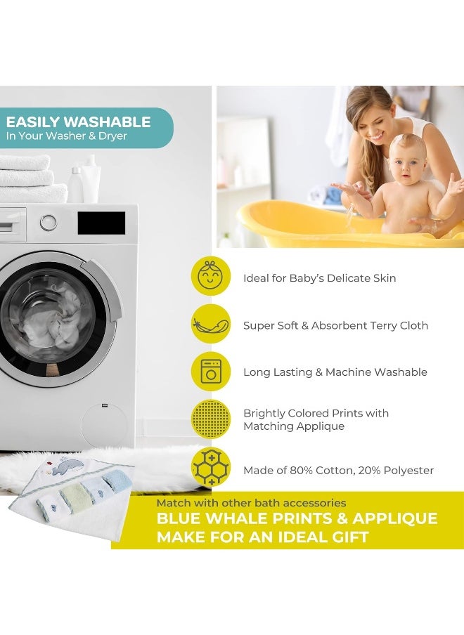 Spasilk Bath Hooded Towels & Washcloths Set for Babies, Hooded Terry Bath Towel & 4 Washcloths, Blue