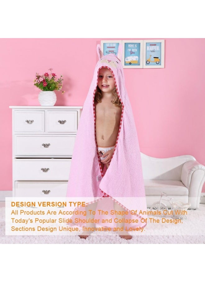 MICHLEY Animal Face Hooded Baby Towel Cotton Bathrobe for Boys Girls 0-6 Year Light Pink