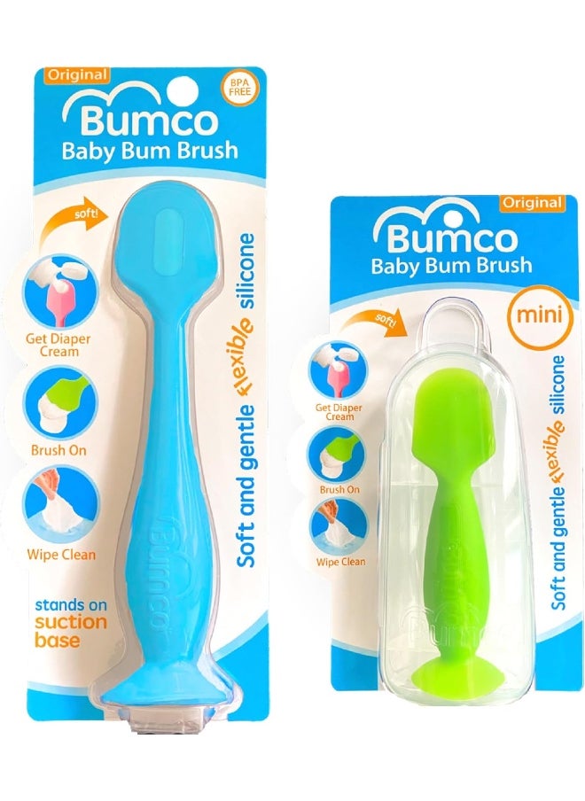 Baby Bum Brush, Original Diaper Rash Cream Applicator, Soft Flexible Silicone Brush, Unique Gift + Mini Diaper Rash Cream Applicator with Travel Case
