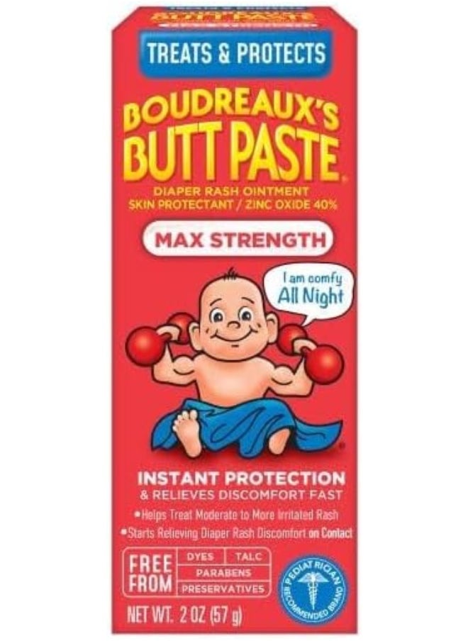 Boudreaux's Butt Paste Maximum Strength Diaper Rash Ointment, 2 oz, 3 Pack