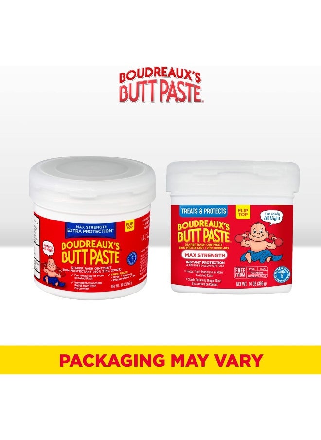 Boudreaux's Butt Paste Maximum Strength Diaper Rash Cream, Ointment for Baby, 2 oz Tube & 14 oz Jar