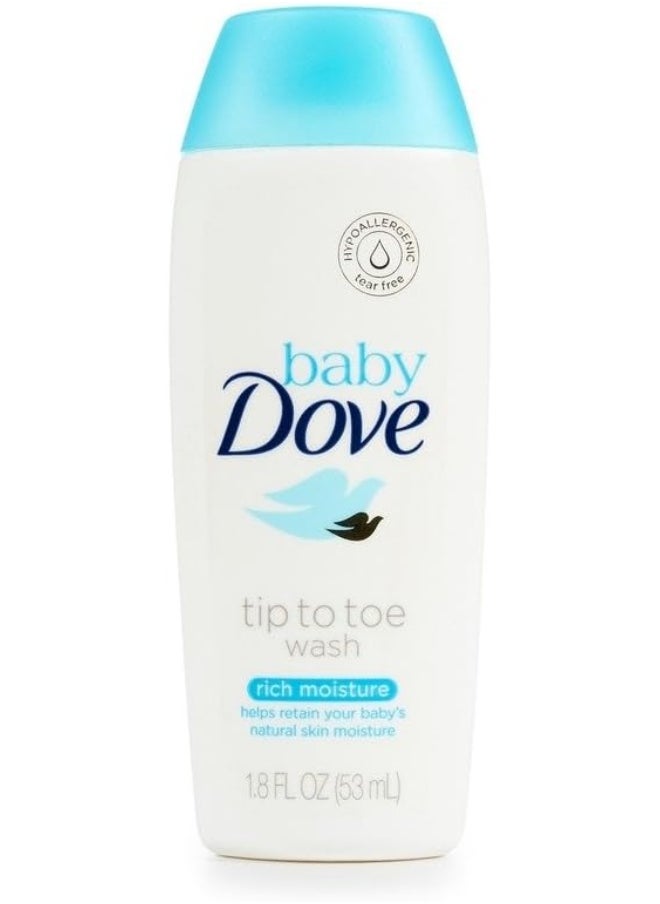 Baby Dove Body Wash Tip To Toe Sensitive Moisture 1.8 Oz Travel Size (Pack Of 6)