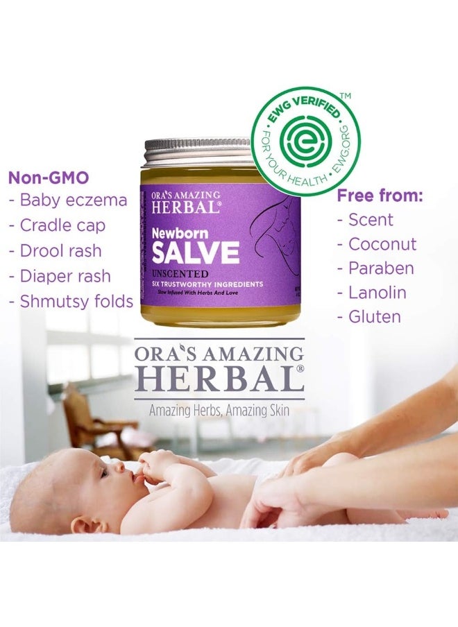 Newborn Salve, Calendula Baby Salve, Diaper Rash Cream, EWG Verified Baby Ointment, Infant Massage, Acne Eczema, Butt Cream, Cradle Cap, Natural Paraben Free, Ora's Amazing Herbal, 4 oz