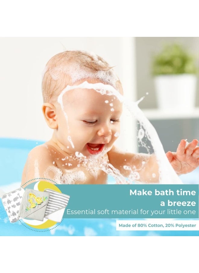 Spasilk Bath Hooded Towels & Washcloths Set for Babies, 23-Piece Gift Set, Grey