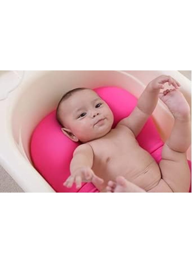KAKIBLIN Baby Bath Mat, Baby Bathtub Baby Bath Cushion Soft Anti-Slip Bath Pad 0-6 Month Infant Bath Pillow, Pink