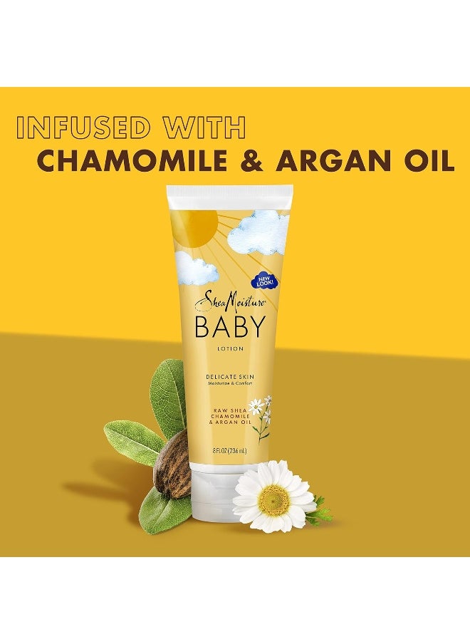 SheaMoisture Baby Lotion for Dry Skin and Clear Skin Raw Shea, Chamomile and Argan Oil with Shea Butter 8 oz