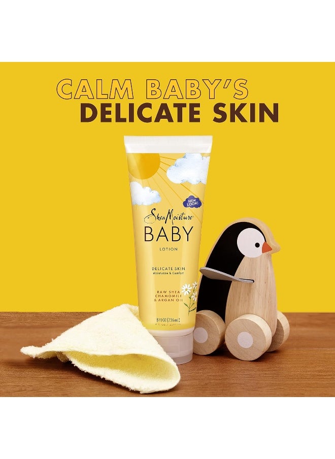 SheaMoisture Baby Lotion for Dry Skin and Clear Skin Raw Shea, Chamomile and Argan Oil with Shea Butter 8 oz