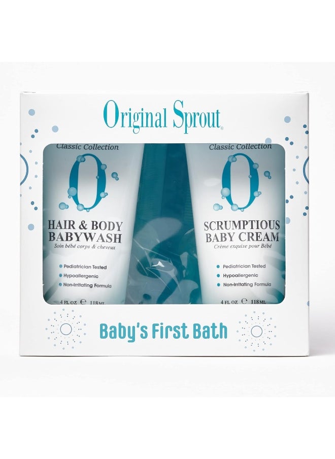 Original Sprout Baby's First Bath Kit: 1x Hair & Body Baby Wash 118ml + 1x Scrumptious Baby Cream 118ml + 1x Comb (For Babies & Up) 3pcs