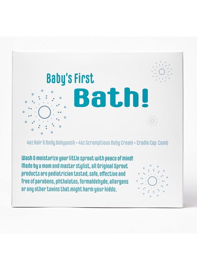 Original Sprout Baby's First Bath Kit: 1x Hair & Body Baby Wash 118ml + 1x Scrumptious Baby Cream 118ml + 1x Comb (For Babies & Up) 3pcs