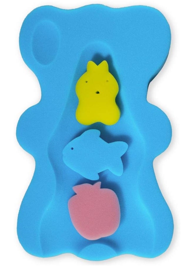 Hallo Soft Infant Bath Sponge Anti Bacterial and Skid Proof Baby Bath Mat Newborn Odor Free (Blue)