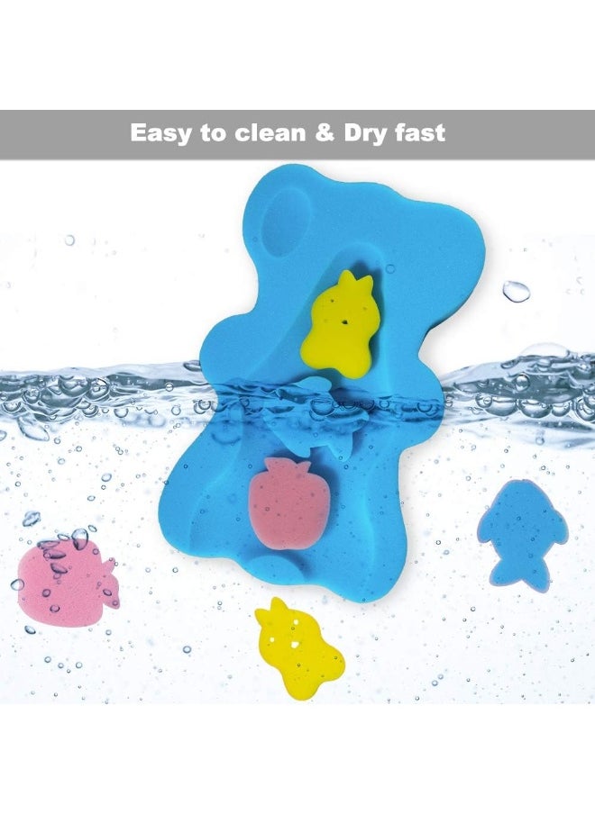Hallo Soft Infant Bath Sponge Anti Bacterial and Skid Proof Baby Bath Mat Newborn Odor Free (Blue)
