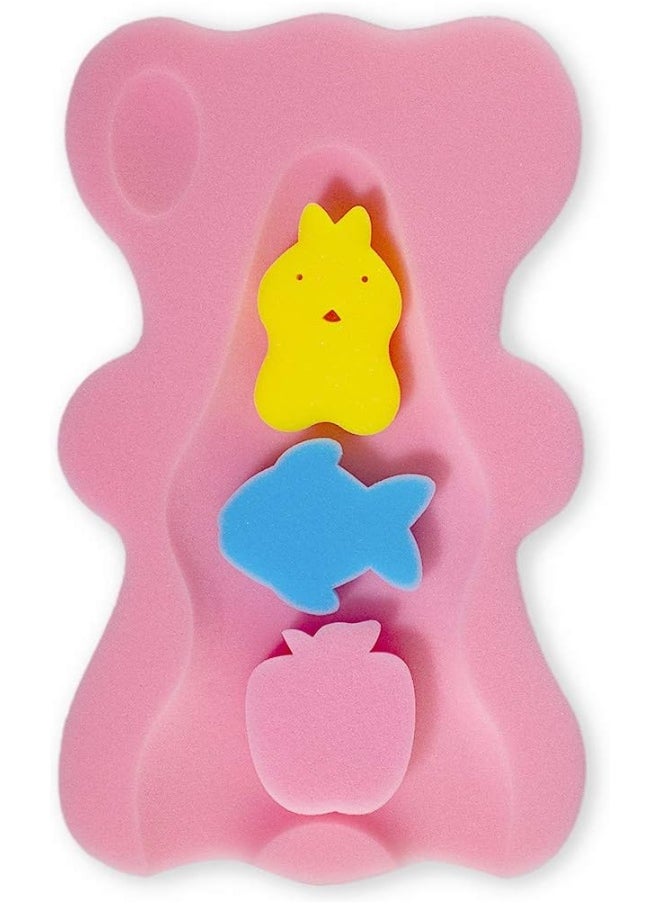 HALLO Soft Infant Bath Sponge Anti Bacterial And Skid Proof Baby Bath Mat Newborn Odor Free (Pink)