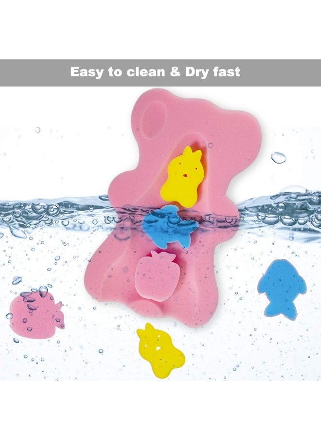 HALLO Soft Infant Bath Sponge Anti Bacterial And Skid Proof Baby Bath Mat Newborn Odor Free (Pink)