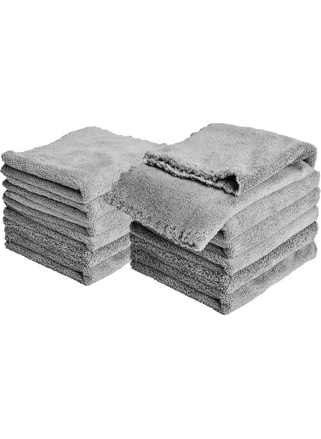 Kyapoo Jheppbay Baby Washcloths 12 Pack 12x12 Inches Microfiber Coral Fleece Extra Absorbent and Soft for Newborns, Infants and Toddlers-Grey