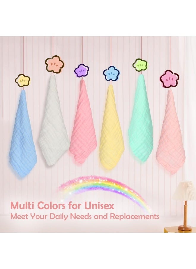 Orighty Muslin Baby Washcloths Pack of 6 - Soft Face Cloths for Newborn, Absorbent Baby Bath and Face Towels, 100% Cotton Baby Wipes, Burp Cloths, Feeding Towels for Babies and Infants - 10 x 10’’