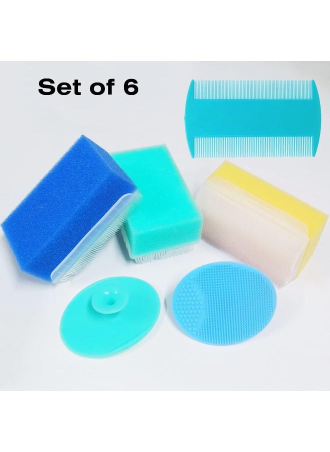 MR LION Baby Bath Sponges for Newborns - Baby Cradle Cap Brush - Cradle Cap Comb for Babies