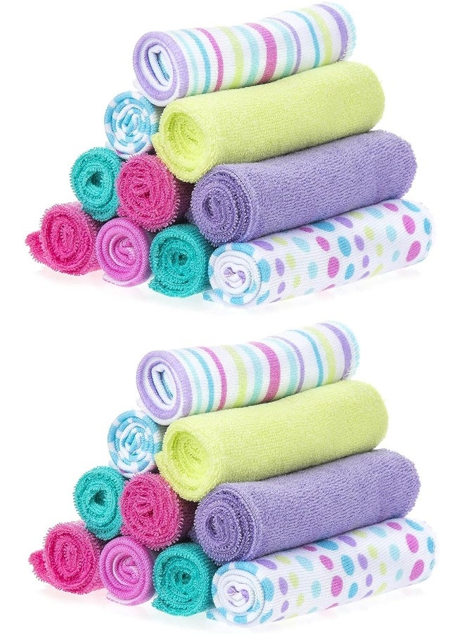 Spasilk Washcloth Wipes Set for Newborn Boys and Girls, Soft Terry Washcloth Set, Pack of 20, Aqua