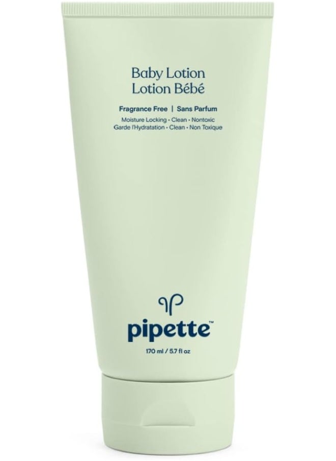 Pipette Baby Lotion - Fragrance Free, Hydrates & Nourishes Sensitive Skin, Baby Essentials for Newborn, Renewable Plant-Derived Squalane, 5.7 fl oz