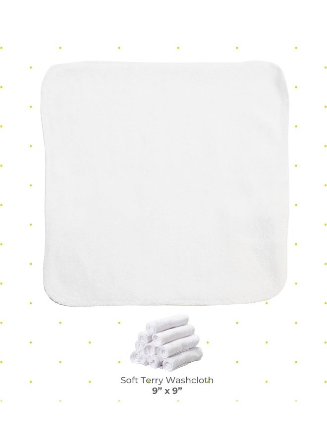 Spasilk Washcloth Wipes Set for Newborn Boys and Girls, Soft Terry Washcloth Set, Pack of 20, White
