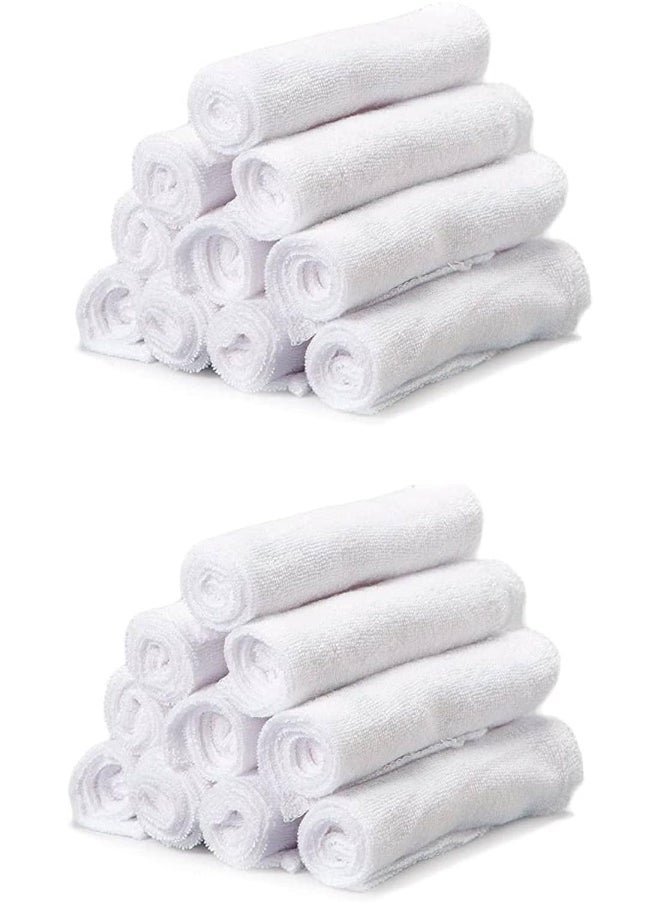 Spasilk Washcloth Wipes Set for Newborn Boys and Girls, Soft Terry Washcloth Set, Pack of 20, White