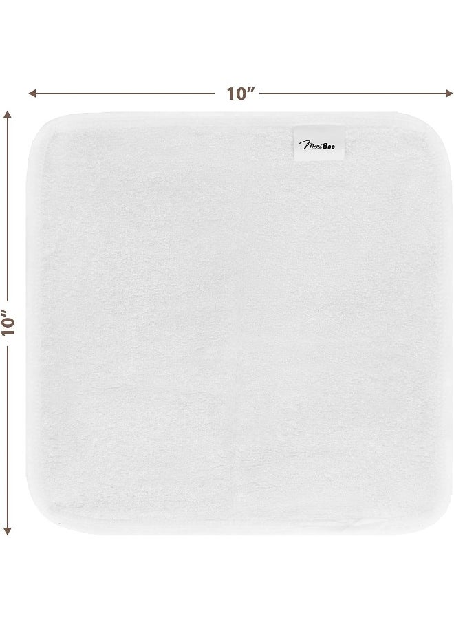 MINIBOO Premium Baby Washcloths - Extra Soft and Absorbent Newborn Bath Face Towel - Bamboo Washcloths for Sensitive Skin - Natural Reusable Baby Wipes - Suitable for Baby Gifts