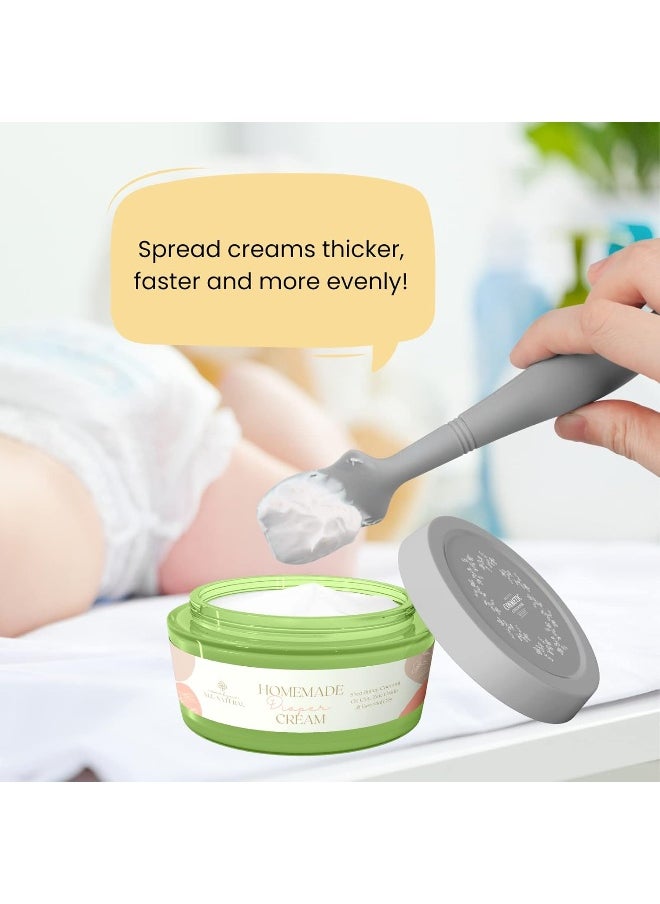 Nearbyme 2 Pack Baby Diaper Cream Brush, Diaper Cream Spatula Applicator Silicone Baby Butt Paste Spatula for Babies, Newborn (Gray, White)