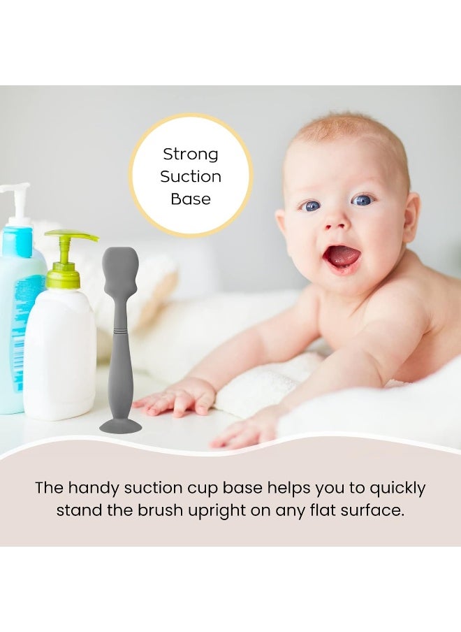 Nearbyme 2 Pack Baby Diaper Cream Brush, Diaper Cream Spatula Applicator Silicone Baby Butt Paste Spatula for Babies, Newborn (Gray, White)