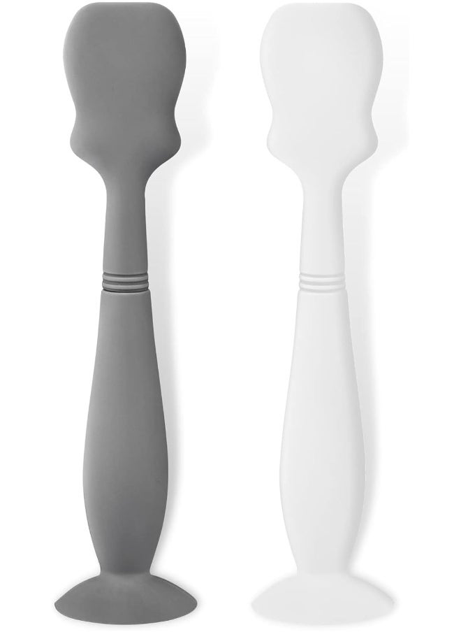 Nearbyme 2 Pack Baby Diaper Cream Brush, Diaper Cream Spatula Applicator Silicone Baby Butt Paste Spatula for Babies, Newborn (Gray, White)