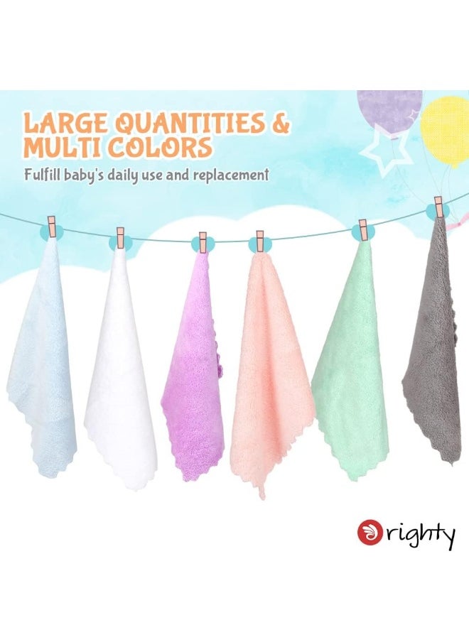 Orighty Baby Wash Cloths Pack of 50, Microfibre Coral Fleece Baby Face Towels, Soft and Absorbent Washcloths for Newborns, Gentle on Sensitive Skin for Face, Hands and Body, 7 x 9 Inches