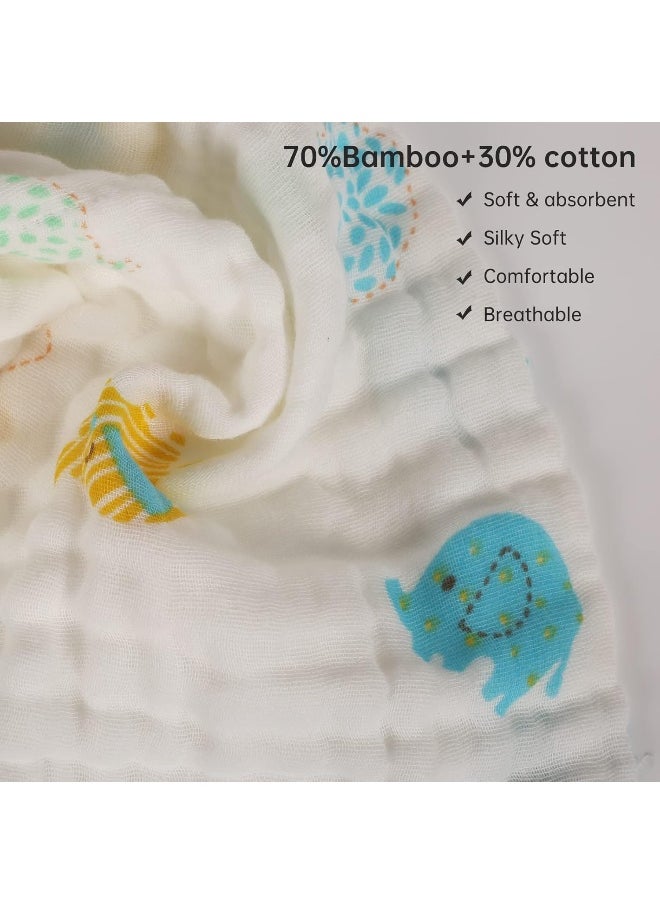 lasoftan Baby Muslin Burp Cloths, 100% Cotton Burping Cloths Super Absorbent Soft, Bath Towel Burp Cloths for Baby Girl Boy, Great Gift for Newborn, 10 x 20 inch, 4 Pack, Fox & Whale