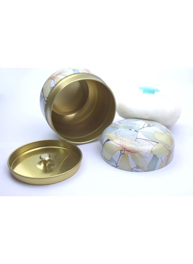Topwon Powder Case with Powder Puff for Body Powder Container Dusting Powder Case for Baby&Mom (Gloden Flower)