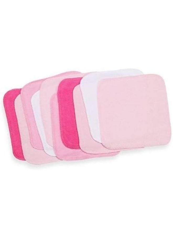 Spasilk Washcloth Wipes Set for Newborn Boys and Girls, Soft Terry Washcloth Set, Pack of 20, Pink