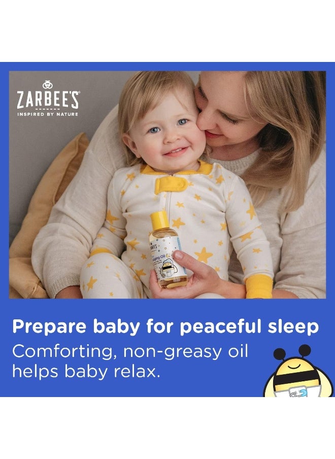 Zarbee's Baby Massage Oil, Calming and Soothing with Lavender and Chamomile to Help Sleep, 4oz Bottle