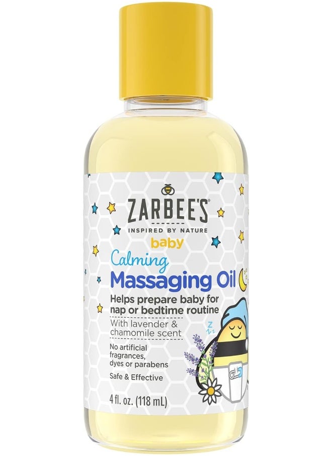 Zarbee's Baby Massage Oil, Calming and Soothing with Lavender and Chamomile to Help Sleep, 4oz Bottle