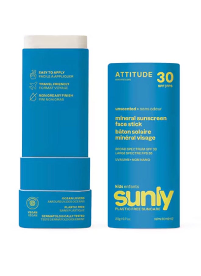Kids Sunscreen Face Stick, Unscented, 30 Spf