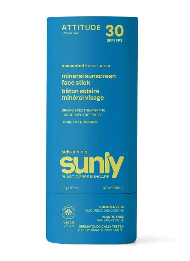 Kids Sunscreen Face Stick, Unscented, 30 Spf