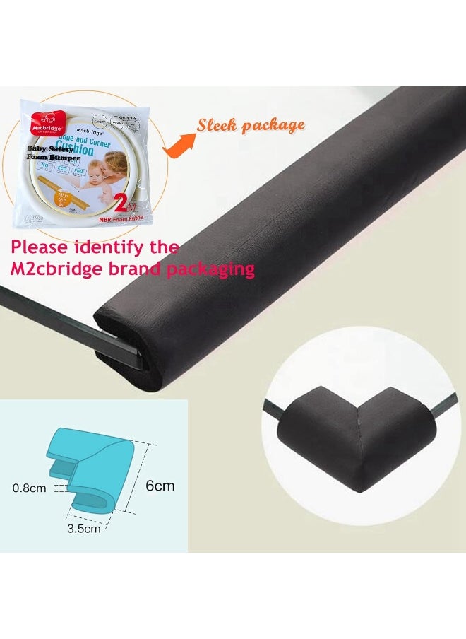 M2cbridge U Shape Extra Thick Furniture Table Edge Protectors Foam Baby Safety Bumper Guard 6.5 Ft (Black with 4 Corners)
