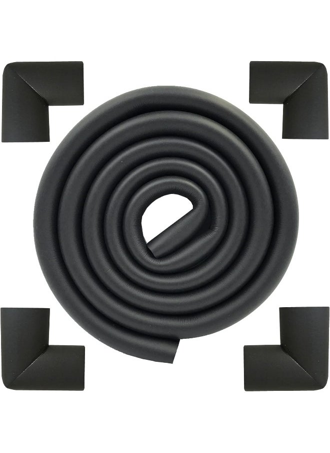 M2cbridge U Shape Extra Thick Furniture Table Edge Protectors Foam Baby Safety Bumper Guard 6.5 Ft (Black with 4 Corners)