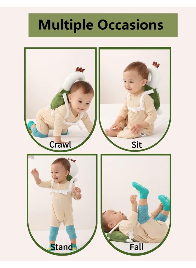 JunNeng Toddler Baby Head Protector Pad Safety Cushion with Knee Pads & Anti-Slip Sock, Turtle