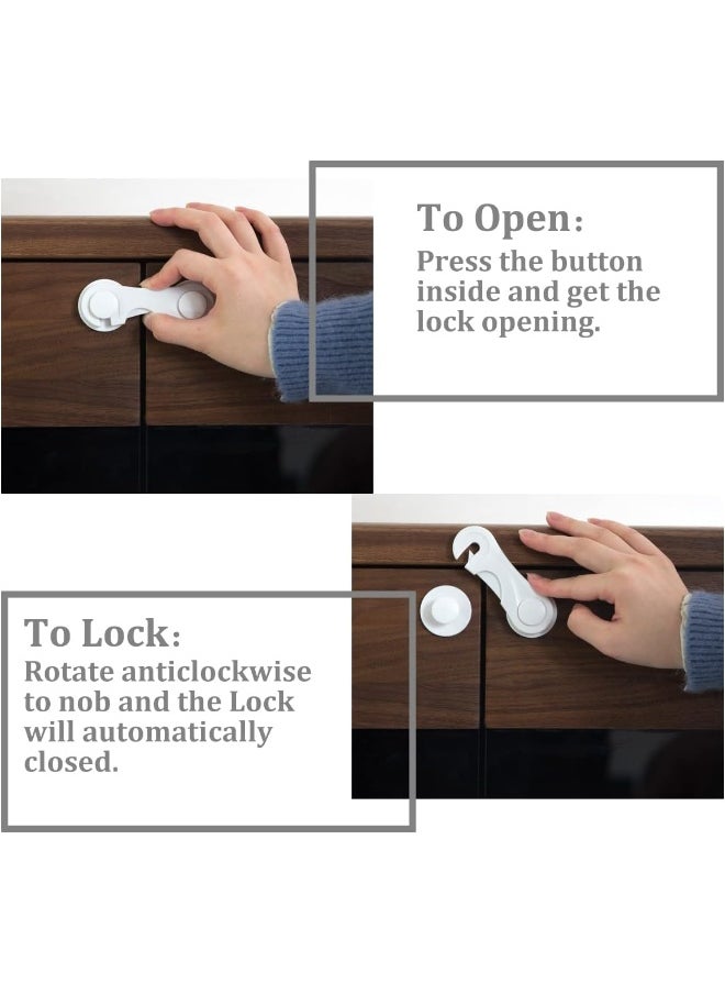 KongNai Cabinet Door Locks for Baby Proof and Child Safety, 4 Pack Cabinet Locks with Adhesive for Drawer Cupboards Fridge Closet and Pantry, Childproof Door Latch for Protecting Kids