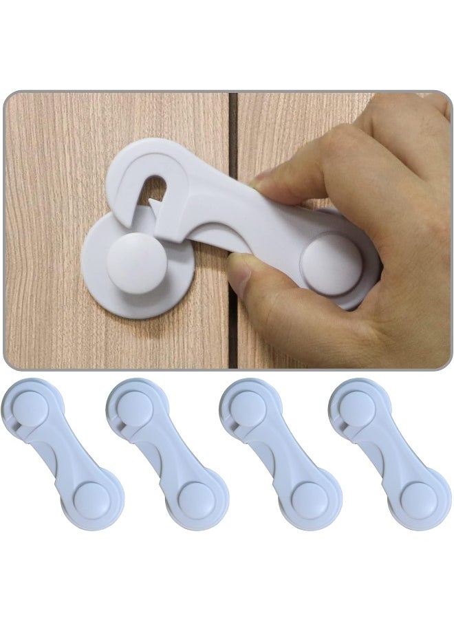 KongNai Cabinet Door Locks for Baby Proof and Child Safety, 4 Pack Cabinet Locks with Adhesive for Drawer Cupboards Fridge Closet and Pantry, Childproof Door Latch for Protecting Kids