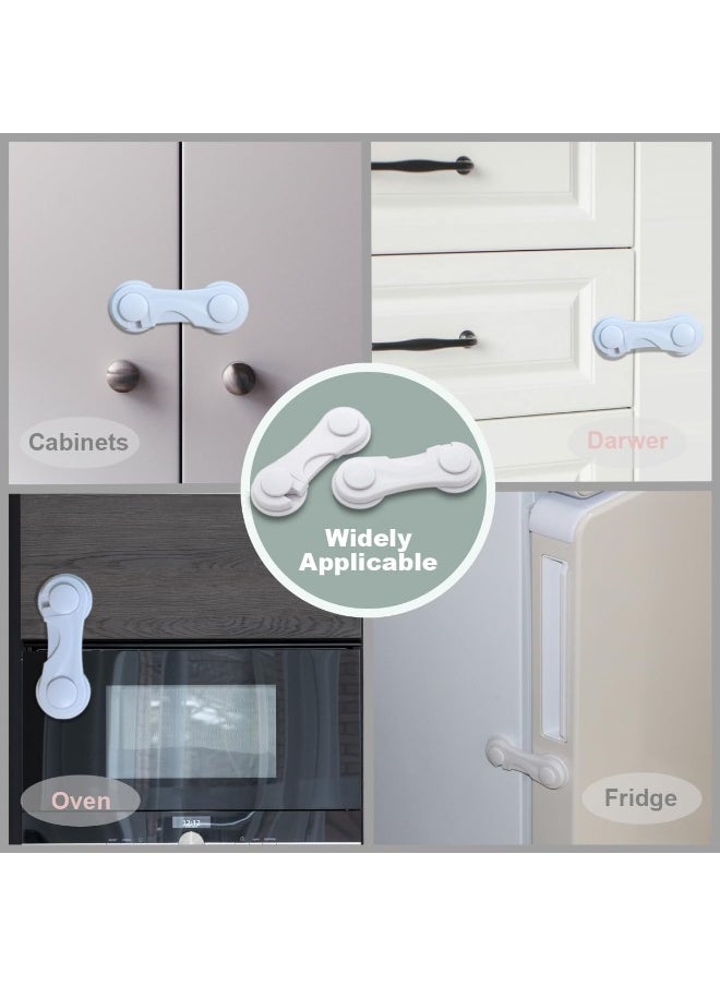 KongNai Cabinet Door Locks for Baby Proof and Child Safety, 4 Pack Cabinet Locks with Adhesive for Drawer Cupboards Fridge Closet and Pantry, Childproof Door Latch for Protecting Kids